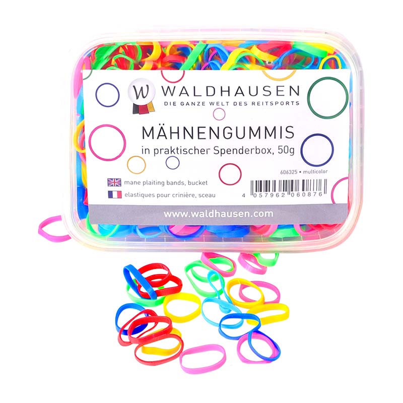 Bunte Mähnengummis für Pferde mit Box