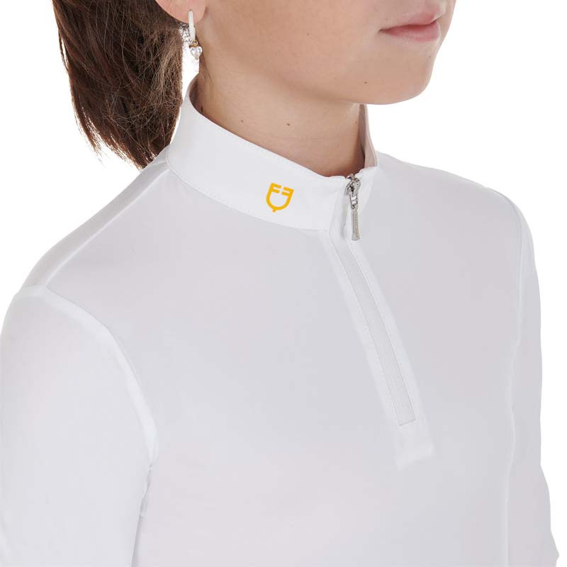 Equestro Langarm-Turnierpolo für Mädchen mit Fleecefutter Modell Warm+  - 9751