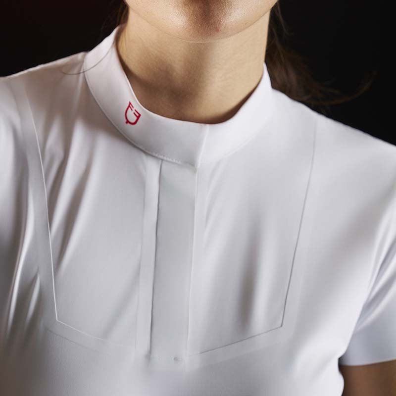 Equestro ridertechnology damen kurzarm-wettbewerbspolo mit knöpfen - 9933