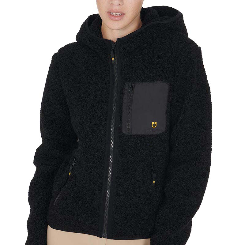 Equestro Teddyjacke für Damen aus Weichem Plüsch mit Kapuze - 9731