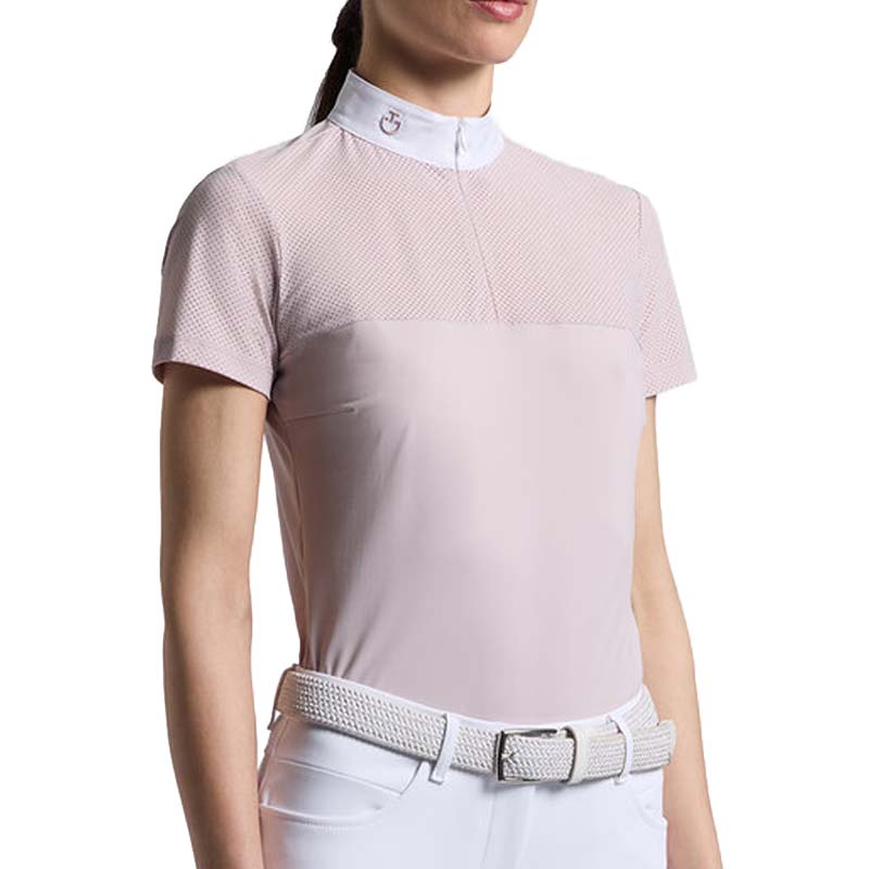 Cavalleria Toscana Damen Sommer Turnierpolo – Kurzarm mit perforiertem Einsatz - 9681