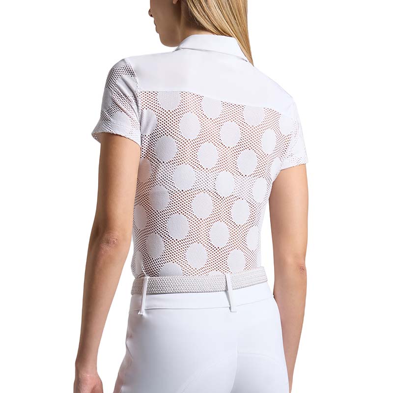 Cavalleria Toscana Damen Training-Poloshirt aus Häkelstoff mit Punktmuster - 9595