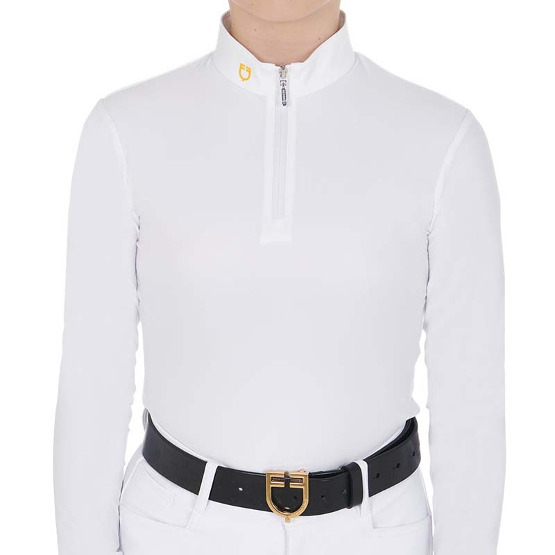 Equestro Langarm-Turnierpolo für Mädchen mit Fleecefutter Modell Warm+  - 9751