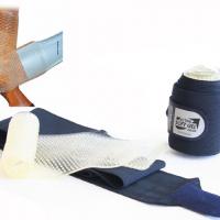 ZWEI ELASTISCHE ARBEITSBÄNDER AUS GEWEBE UND AKTIVGEL