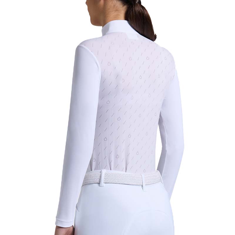 Cavalleria Toscana Turnierpolo für Mädchen mit All-Over-Logo, Langarm - 9635