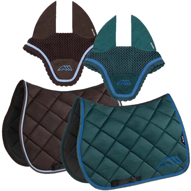 Equiline chroma set satteldecke und fliegenhaube mit farbigem band - 3469