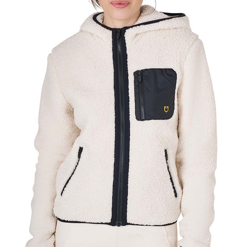 Equestro Teddyjacke für Damen aus Weichem Plüsch mit Kapuze - 9731