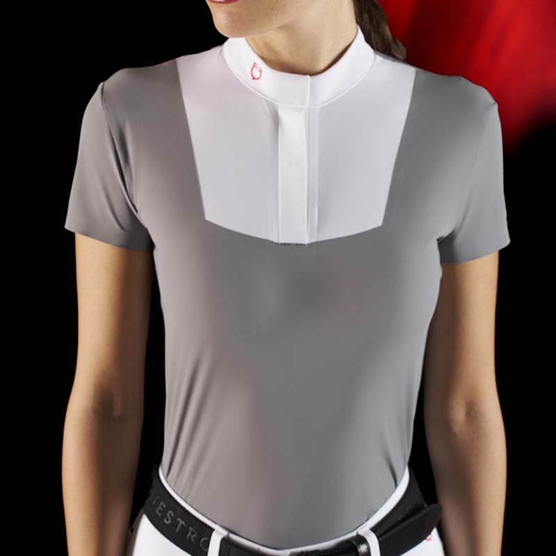 Equestro ridertechnology damen kurzarm-wettbewerbspolo mit knöpfen - 9933
