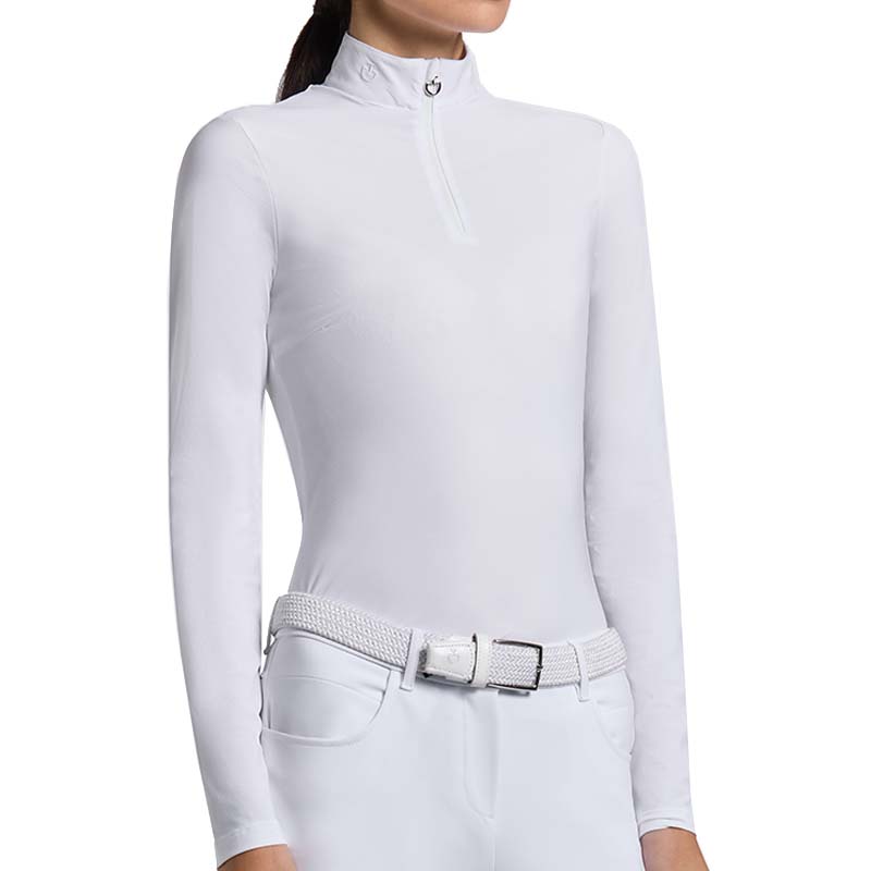 Cavalleria Toscana Damen-Turniershirt Langarm mit gestreiftem Rückeneinsatz - 9621