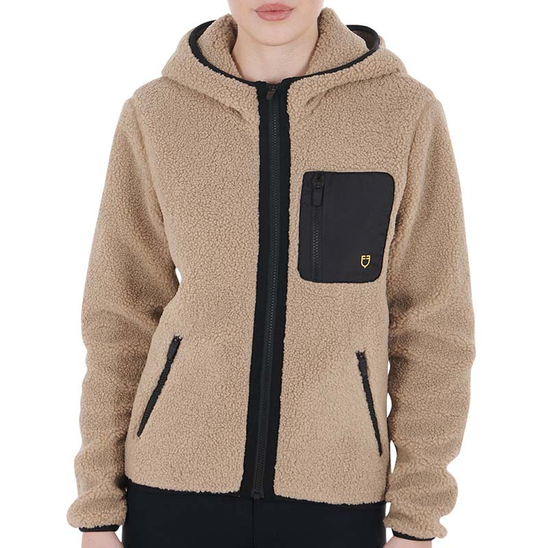 Equestro Teddyjacke für Damen aus Weichem Plüsch mit Kapuze - 9731
