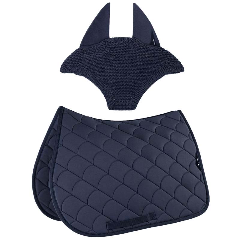 Equiline vibe set satteldecke und fliegenhaube mit stoßdämpfender steppung - 3474