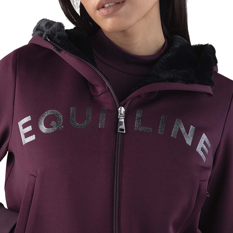 Equiline Damen-Kurzhoodie mit Kunstpelz-Futter - 9274