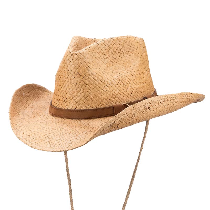 Westernhut BOULDER aus Papierstroh mit braunem Hutband - 4078