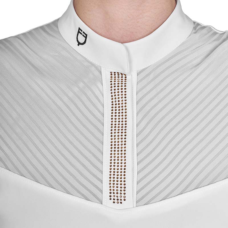 Damen Turnierpolo Equestro mit Seiden-Effekt und Strass - 9067