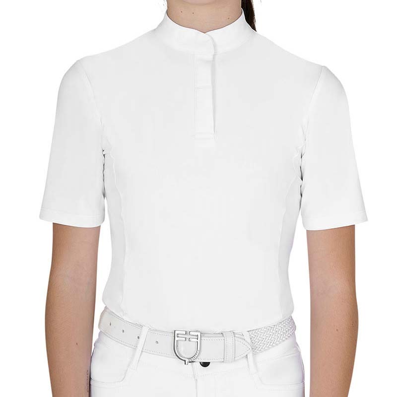 Equestro Mädchen Leichtes Turnierpolo - Kurzarm mit verdeckten Knöpfen