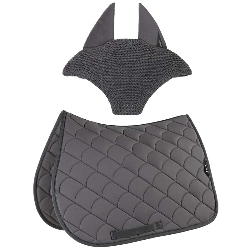 Equiline vibe set satteldecke und fliegenhaube mit stoßdämpfender steppung - 3474