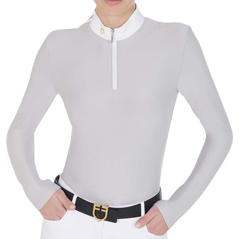 Equestro competition polo shirt langarm damen mit fleece