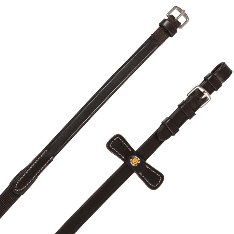 Equestro Englische Zügel mit Stoppern aus Leder und Gummigrip - 2377