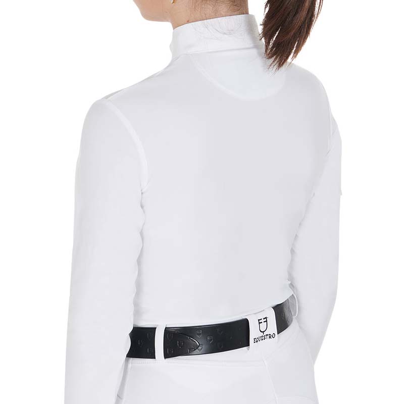 Equestro Langarm-Turnierpolo für Mädchen mit Fleecefutter Modell Warm+  - 9751