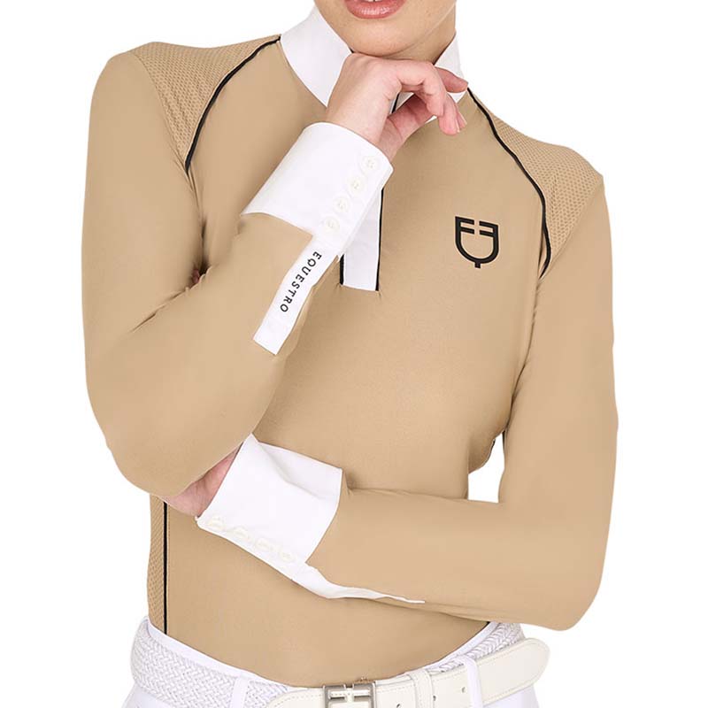 Wettkampf-Poloshirt Equestro Langarm Damen