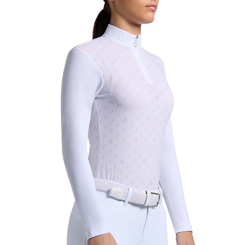 Cavalleria Toscana Turnierpolo für Mädchen mit All-Over-Logo, Langarm - 9635