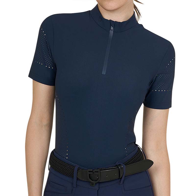 Damen Technisches Reitshirt Equestro Kurzarm - Perforiertes Design - 9056