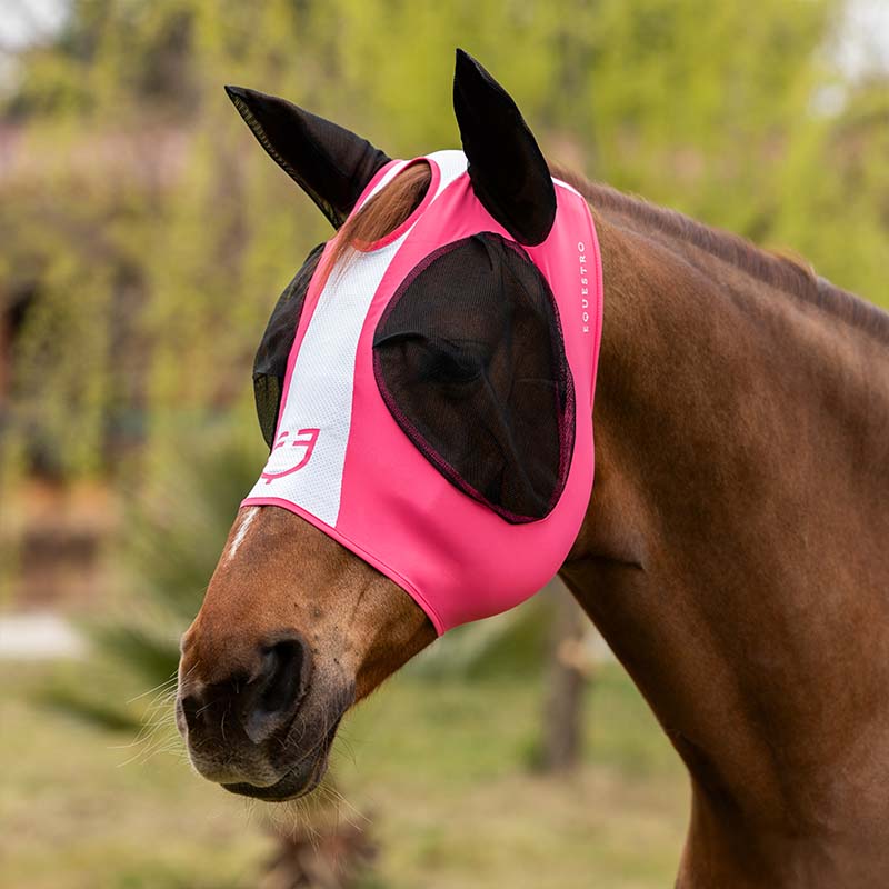 Equestro fliegenmaske für pferde aus lycra und mesh