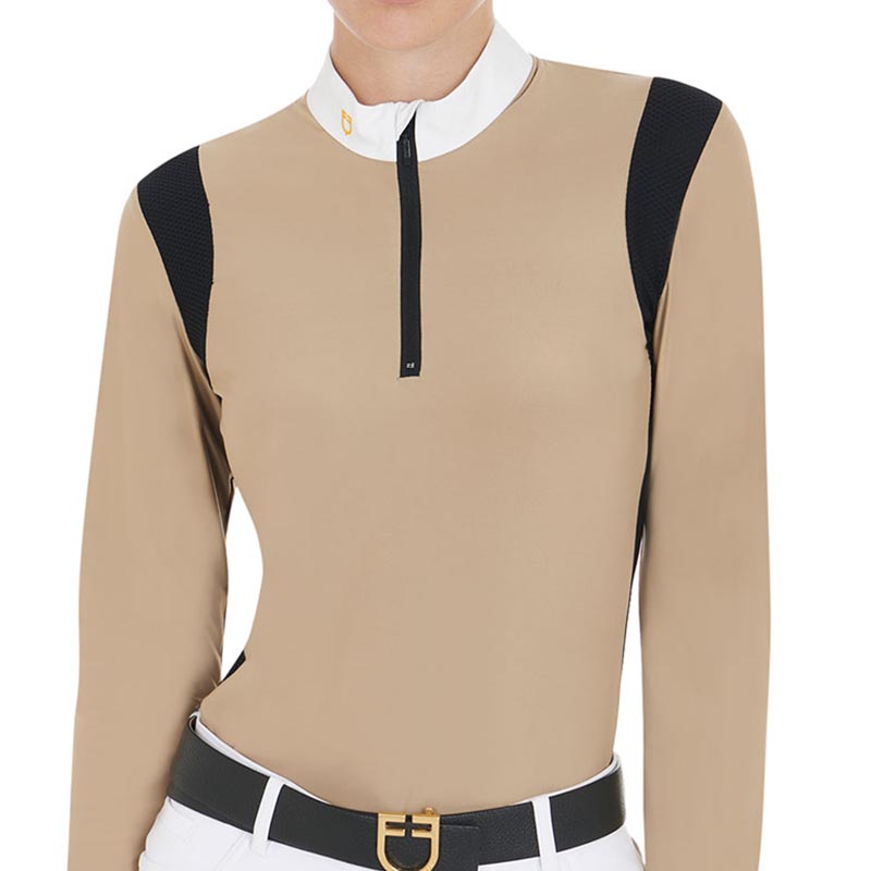 Equestro Competition Polo Shirt für Damen Langarm mit Reissverschluss - 9735