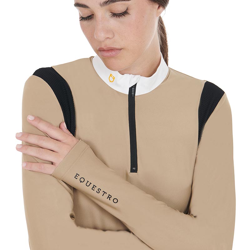 Equestro Competition Polo Shirt für Damen Langarm mit Reissverschluss - 9735