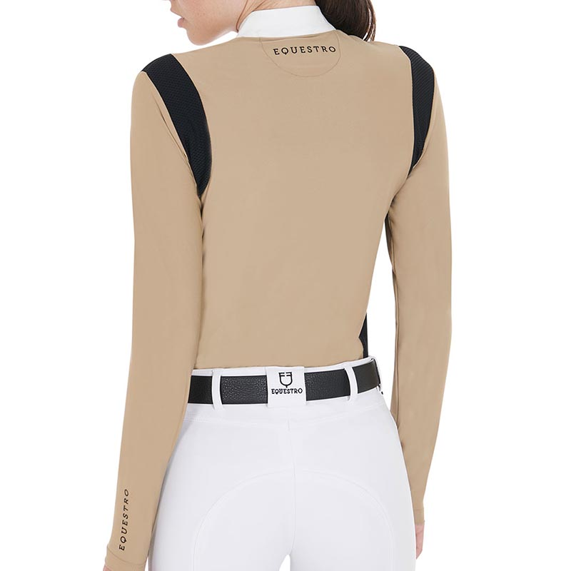 Equestro Competition Polo Shirt für Damen Langarm mit Reissverschluss - 9735