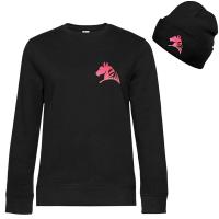 SET SWEATSHIRT FLUO MODELL UND WINTER CAP FÜR FRAUEN MIT MY SELLERIA STICKEREI LIFESTYLE LINE