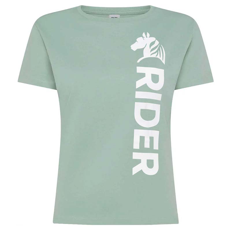 Damen Reit T-Shirt SAGE RIDER - Salbeigrün mit Weißem Druck - 9398