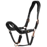 EQUESTRO GLÄNZENDES LEDERHALFTER MIT ROSÉGOLD-SCHNALLEN - 0320