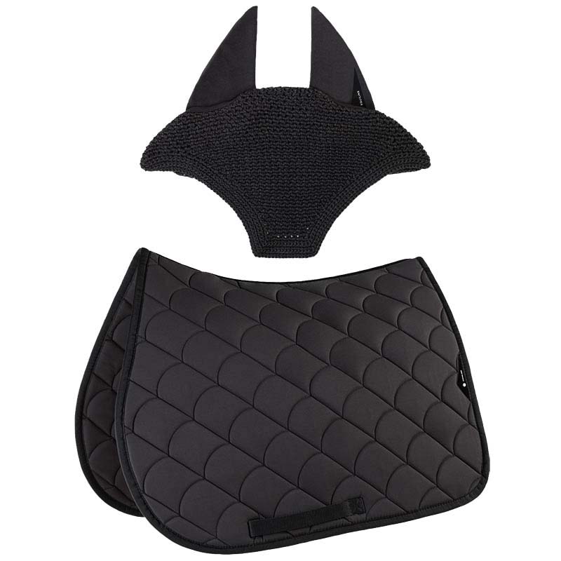 Equiline vibe set satteldecke und fliegenhaube mit stoßdämpfender steppung - 3474