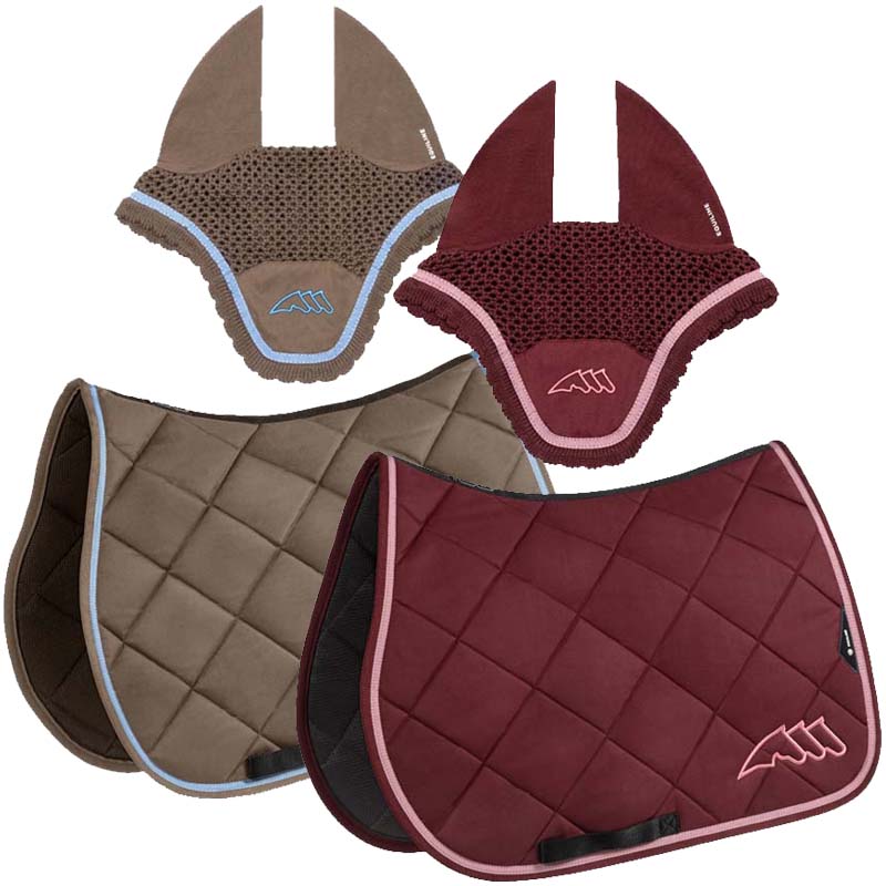 Equiline chroma set satteldecke und fliegenhaube mit farbigem band - 3469