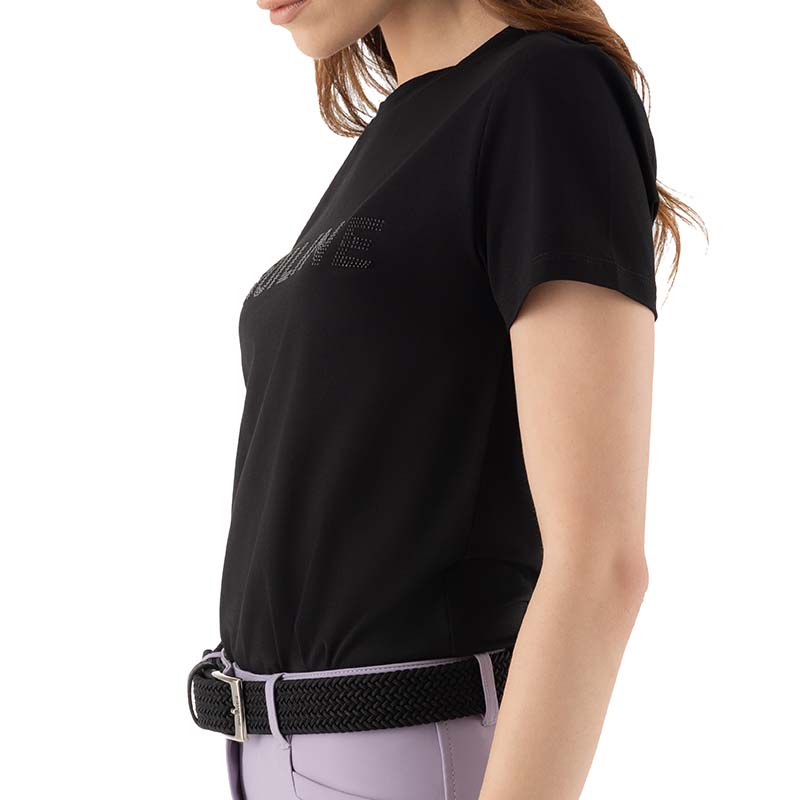 Equiline Damen T-Shirt aus Baumwolle mit Strass-Logo GLESS - 9278