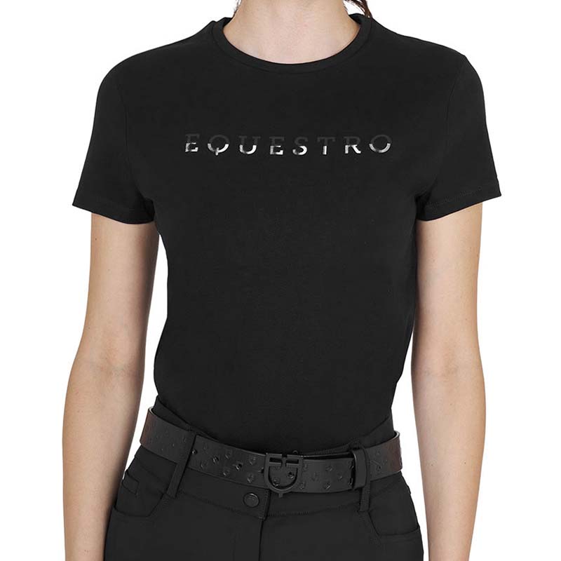 T-Shirt mit laminiertem Equestro Logo aus Baumwolle - Damen - 9058