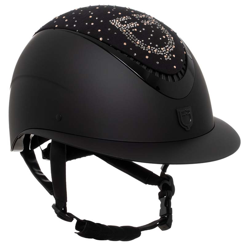 Equestro PROXIMA Reithelm mit Strass-Logo und matter Schale - 9802