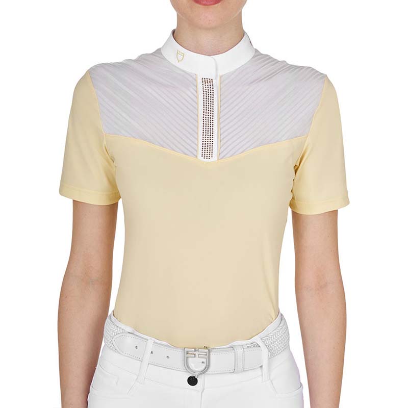 Damen Turnierpolo Equestro mit Seiden-Effekt und Strass - 9067