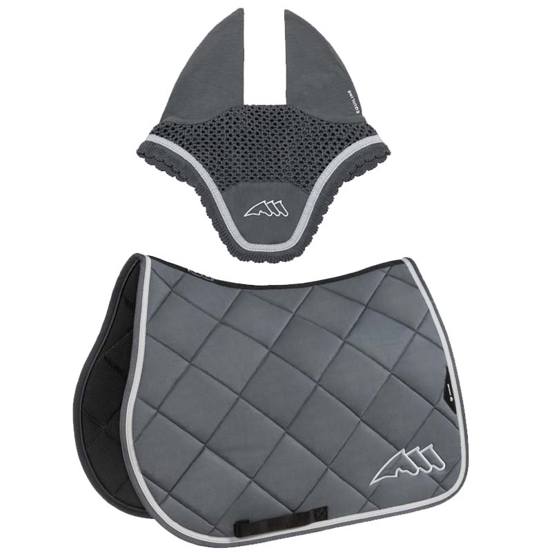 Equiline chroma set satteldecke und fliegenhaube mit farbigem band - 3469