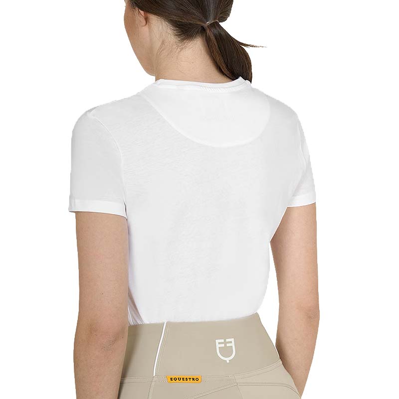 Equestro Damen T-Shirt aus Baumwolle mit Golddruck Horse Palm - 9870