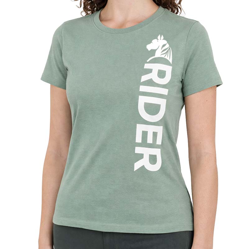 Damen Reit T-Shirt SAGE RIDER - Salbeigrün mit Weißem Druck - 9398