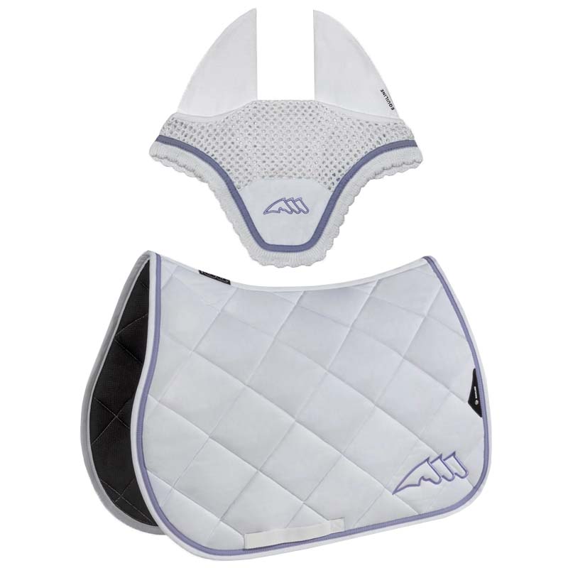 Equiline chroma set satteldecke und fliegenhaube mit farbigem band - 3469